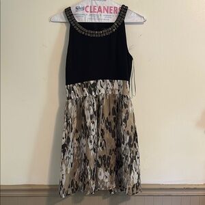 Ellen Tracy Black and White Halter Fit and Flare Mini Dress